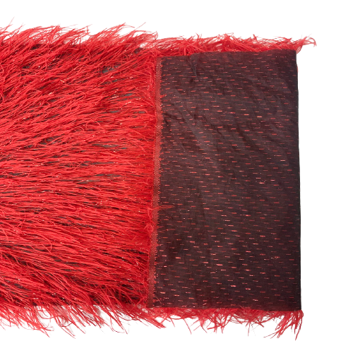 Metallic Faux Fur Tinsel Ostrich Feather Polyester Fabric - Metallic Faux Ostrich Feather, 54" Width (1 Yard)