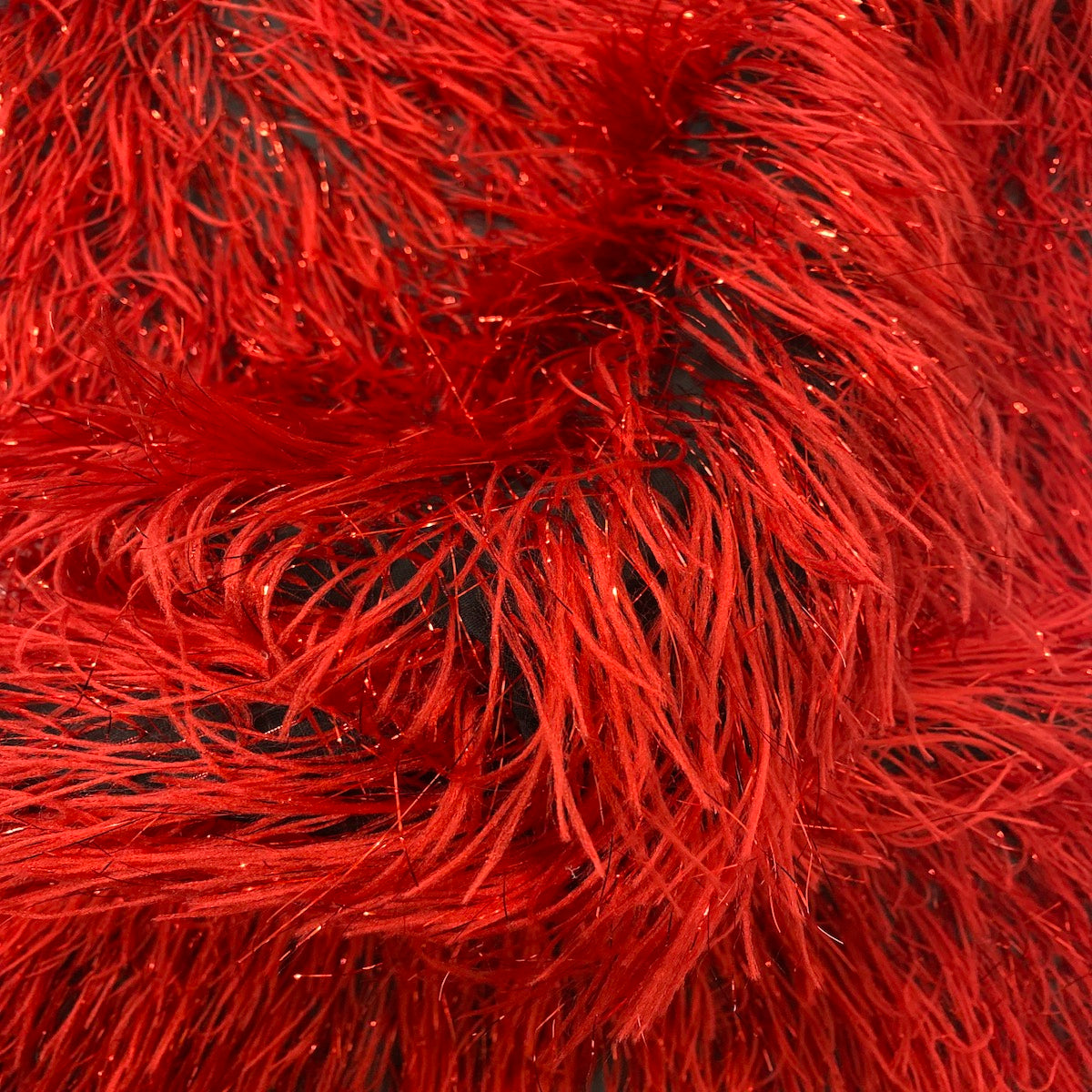 Metallic Faux Fur Tinsel Ostrich Feather Polyester Fabric - Metallic Faux Ostrich Feather, 54" Width (1 Yard)