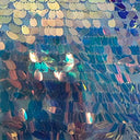 Polyester Sequin Mesh Fabric Dangling Oval Holographic 50"