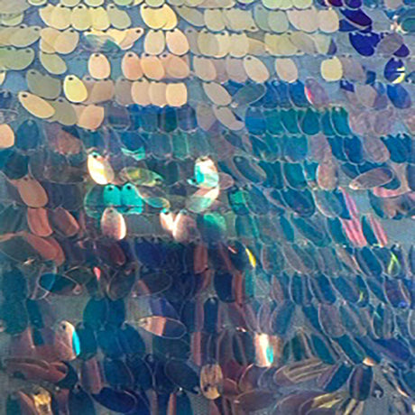 Polyester Sequin Mesh Fabric Dangling Oval Holographic 50"