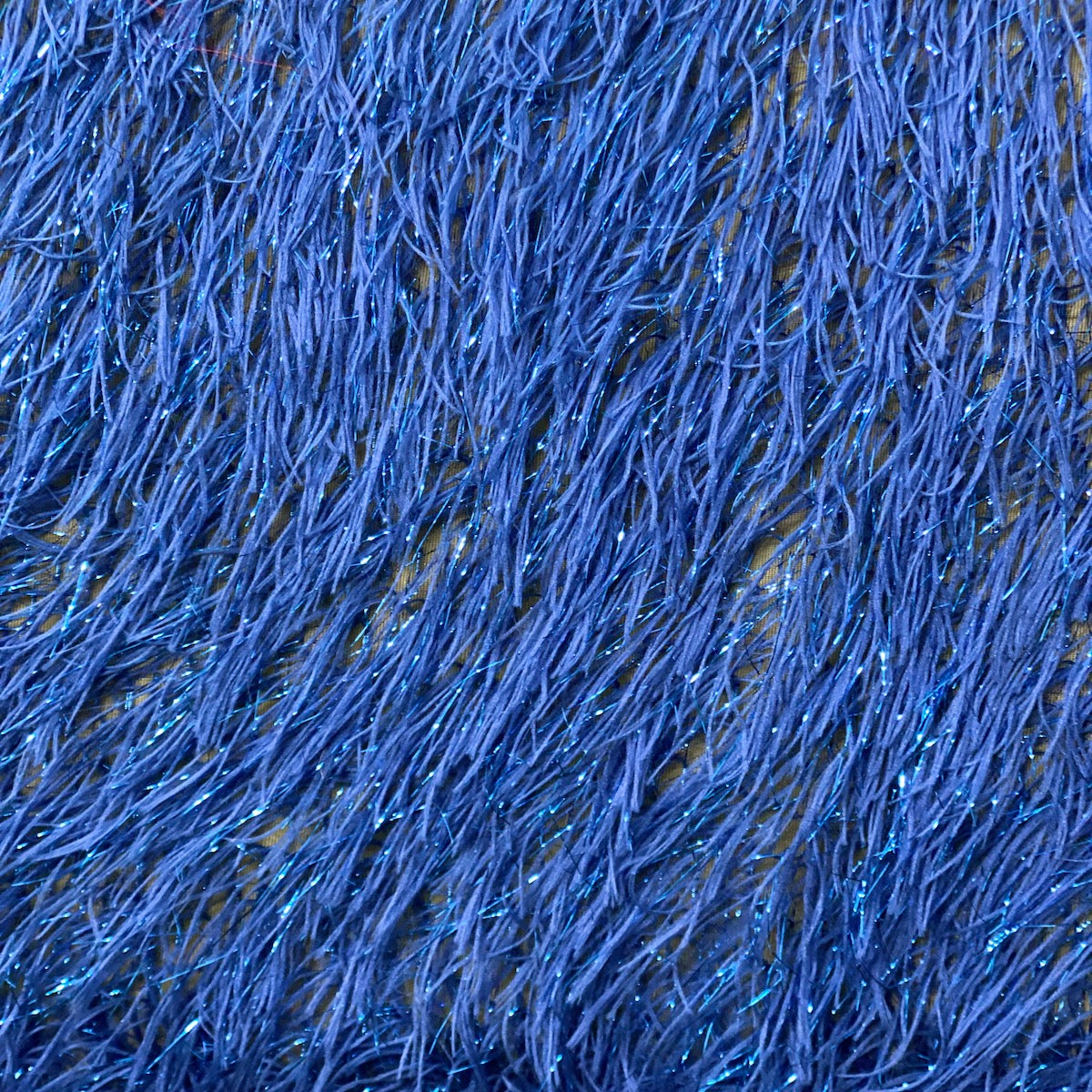 Metallic Faux Fur Tinsel Ostrich Feather Polyester Fabric - Metallic Faux Ostrich Feather, 54" Width (1 Yard)