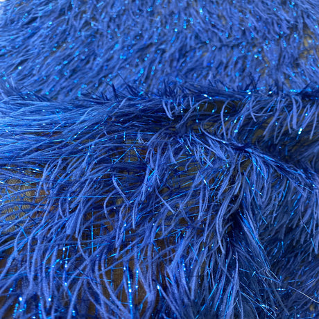 Faux Fur Metallic Tinsel Ostrich Feather Fabric
