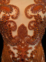 Orange Rhinestone Bodice Applique