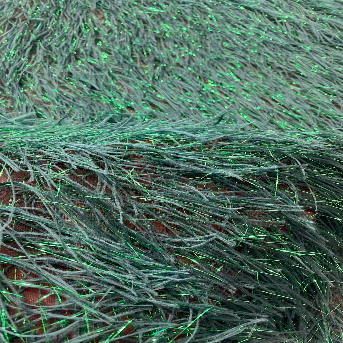 Metallic Faux Fur Tinsel Ostrich Feather Polyester Fabric - Metallic Faux Ostrich Feather, 54" Width (1 Yard)
