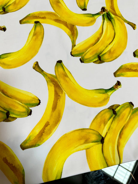 Printed Nylon Spandex Banana White