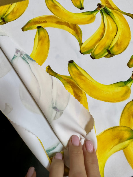 Printed Nylon Spandex Banana White