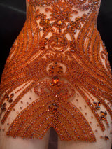 Orange Rhinestone Bodice Applique