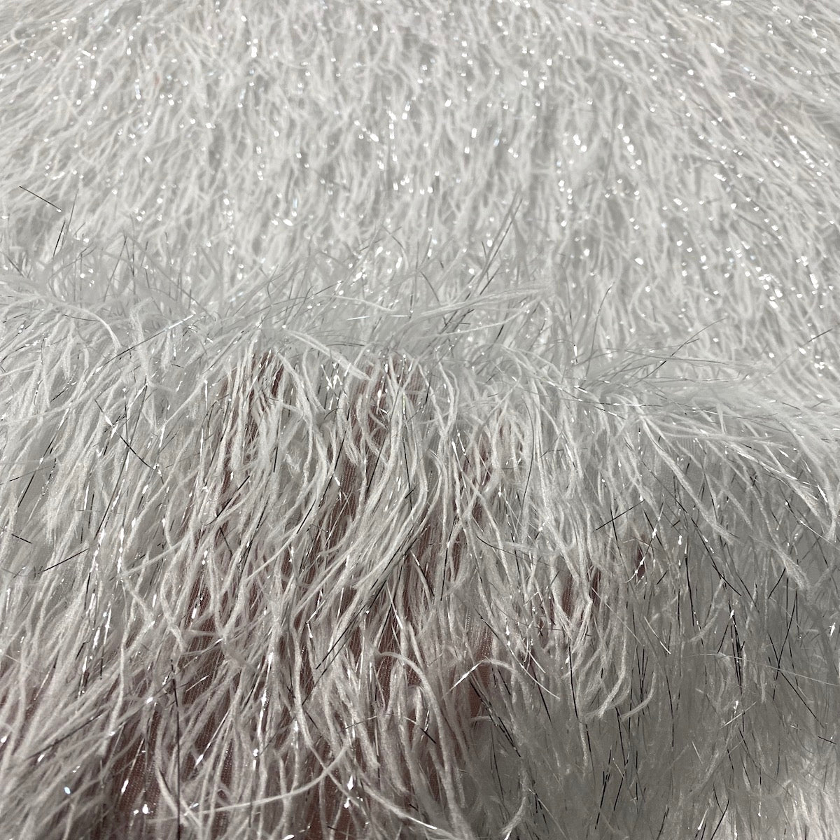 Metallic Faux Fur Tinsel Ostrich Feather Polyester Fabric - Metallic Faux Ostrich Feather, 54" Width (1 Yard)
