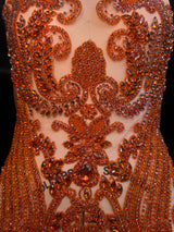 Orange Rhinestone Bodice Applique