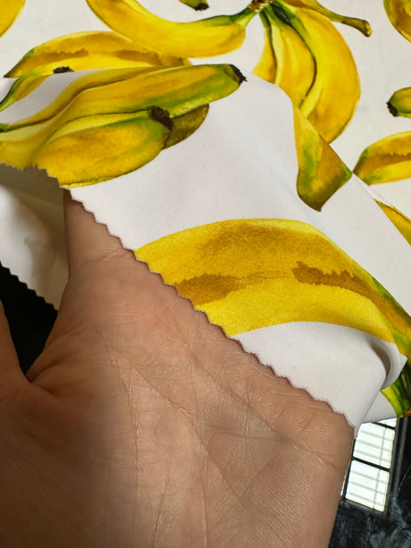 Printed Nylon Spandex Banana White