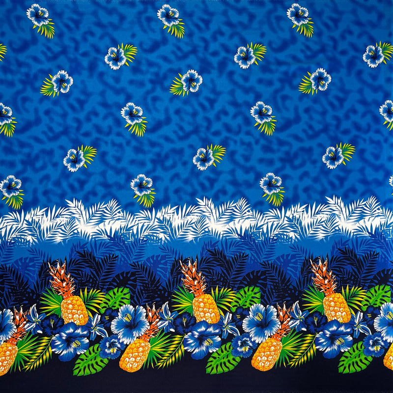 Pineapple Hibiscus Ocean Tropical Leaves Rayon Fabric - Tropical Leaves Print, 36" X 45" (1 Yard)