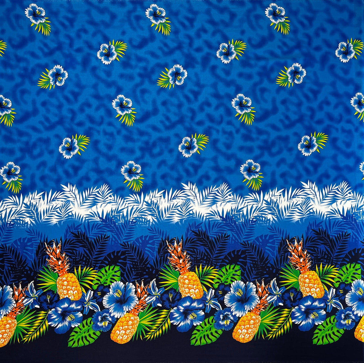 Pineapple Hibiscus Ocean Tropical Leaves Rayon Fabric - Tropical Leaves Print, 36" X 45" (1 Yard)