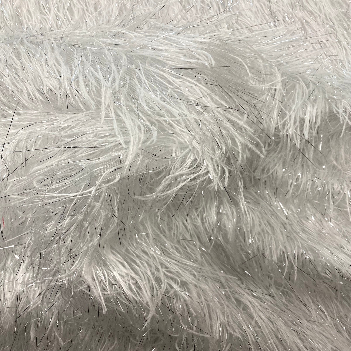 Metallic Faux Fur Tinsel Ostrich Feather Polyester Fabric - Metallic Faux Ostrich Feather, 54" Width (1 Yard)