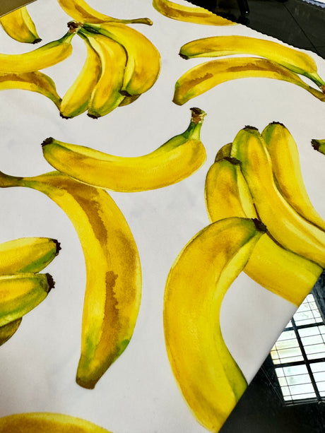Printed Nylon Spandex Banana White