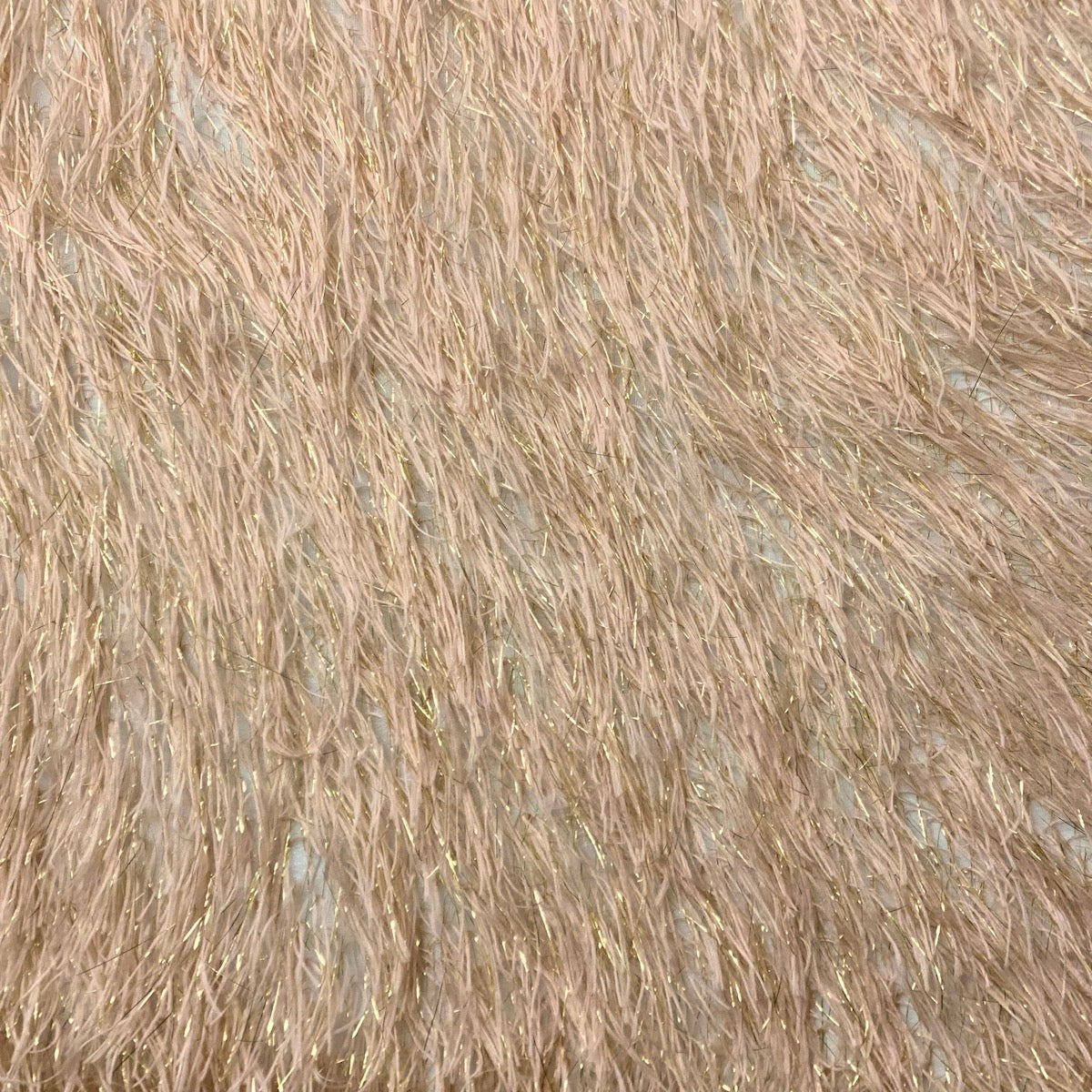 Metallic Faux Fur Tinsel Ostrich Feather Polyester Fabric - Metallic Faux Ostrich Feather, 54" Width (1 Yard)