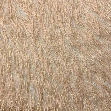 Metallic Faux Fur Tinsel Ostrich Feather Polyester Fabric - Metallic Faux Ostrich Feather, 54" Width (1 Yard)