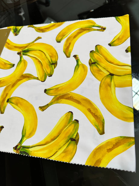 Printed Nylon Spandex Banana White