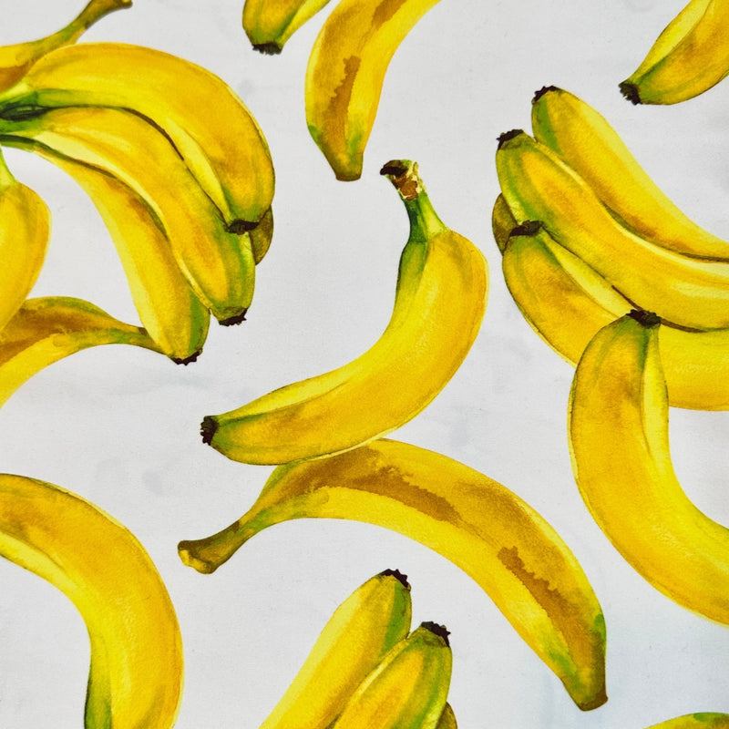 Printed Nylon Spandex Banana White
