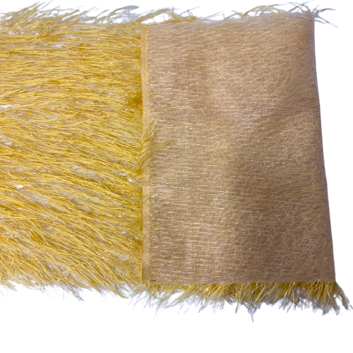 Metallic Faux Fur Tinsel Ostrich Feather Polyester Fabric - Metallic Faux Ostrich Feather, 54" Width (1 Yard)