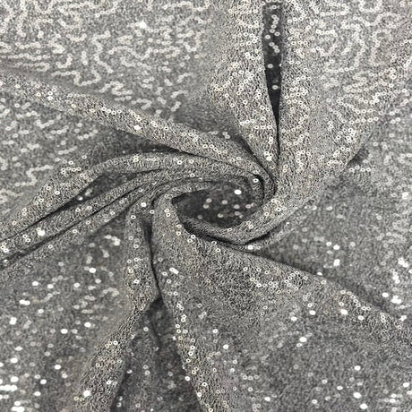 Metallic Lurex Embroidered Stretch Sequins Fabric - 100 Percent Polyester, 2-Way Mechanical Stretch, 58" Width, Solid (1 Yard)
