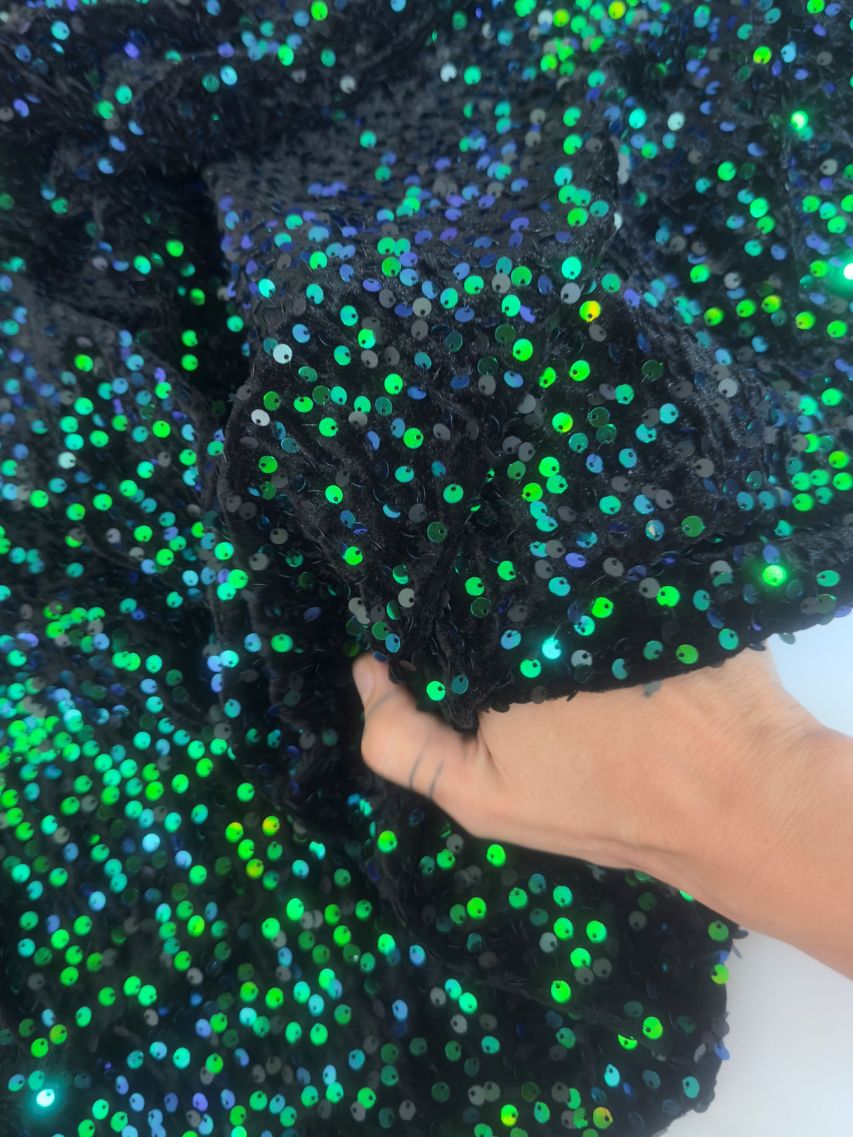 Sequin Velvet Emerald Green