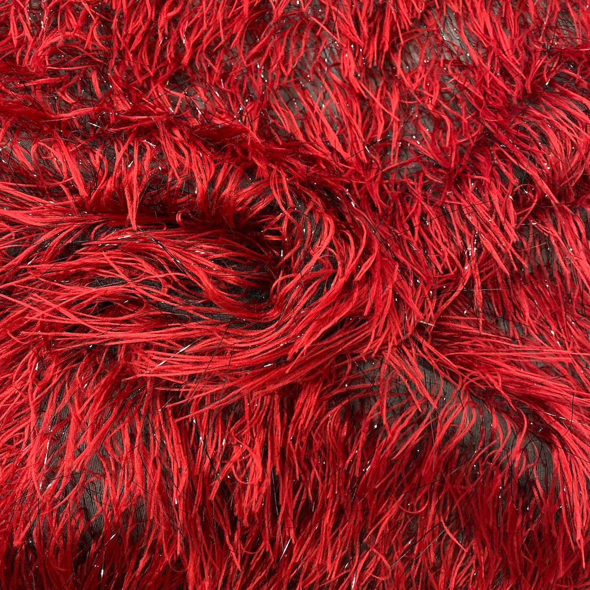 Metallic Faux Fur Tinsel Ostrich Feather Polyester Fabric - Metallic Faux Ostrich Feather, 54" Width (1 Yard)