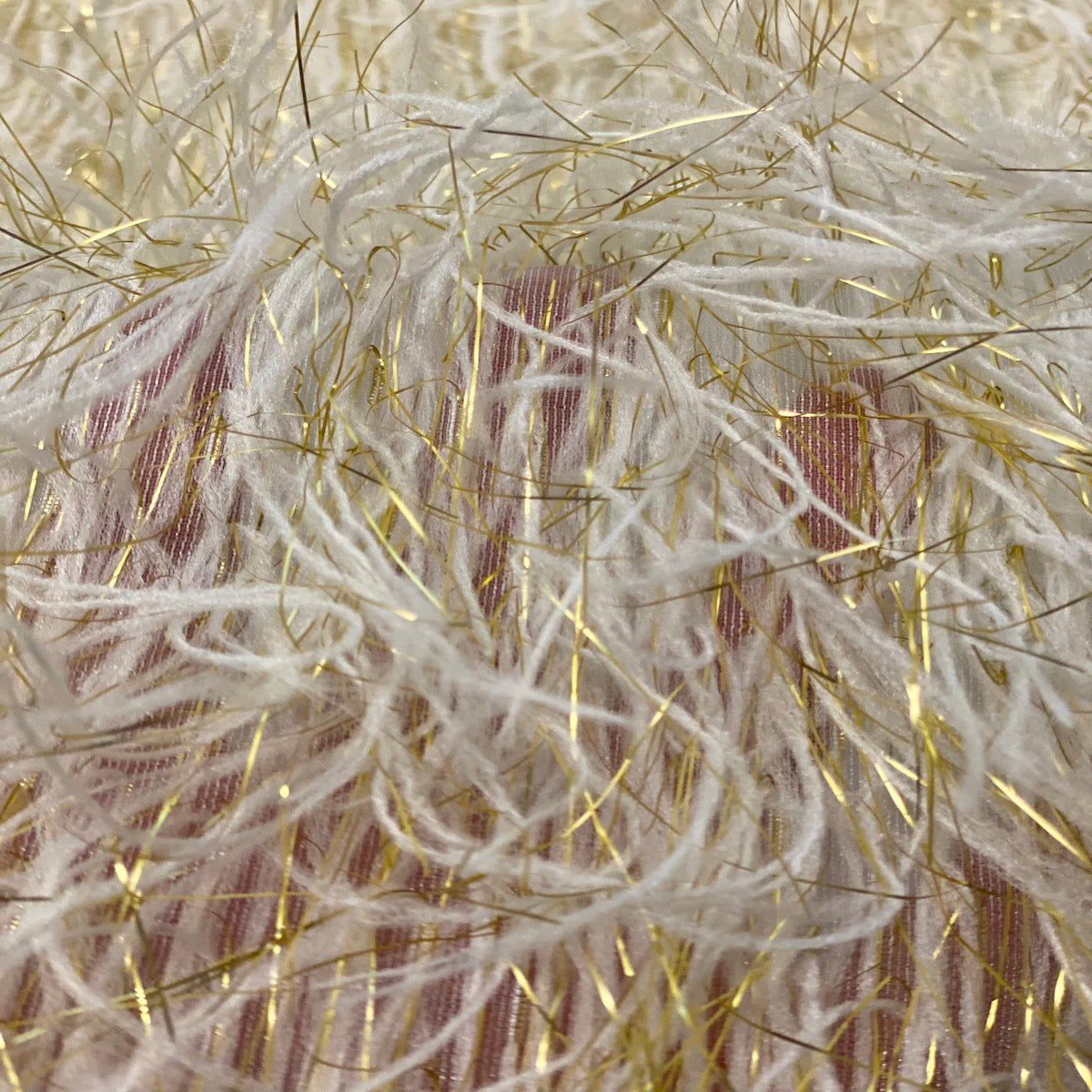 Metallic Faux Fur Tinsel Ostrich Feather Polyester Fabric - Metallic Faux Ostrich Feather, 54" Width (1 Yard)