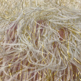 Metallic Faux Fur Tinsel Ostrich Feather Polyester Fabric - Metallic Faux Ostrich Feather, 54" Width (1 Yard)