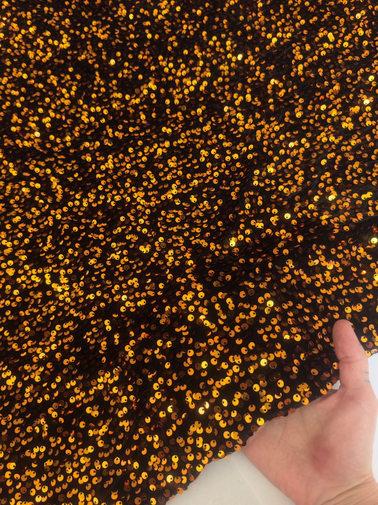 Stretch Sequin Velvet Burnt Orange