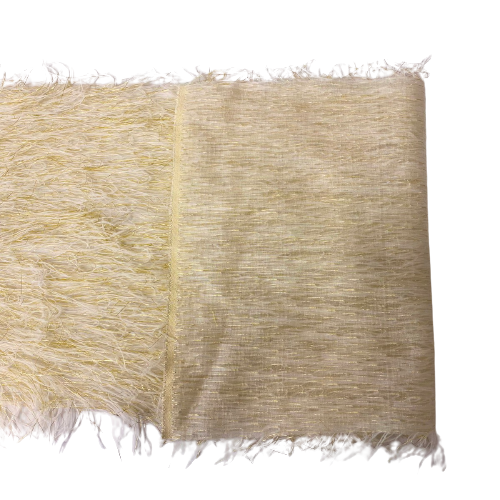 Metallic Faux Fur Tinsel Ostrich Feather Polyester Fabric - Metallic Faux Ostrich Feather, 54" Width (1 Yard)
