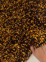 Stretch Sequin Velvet Burnt Orange