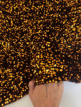 Stretch Sequin Velvet Burnt Orange