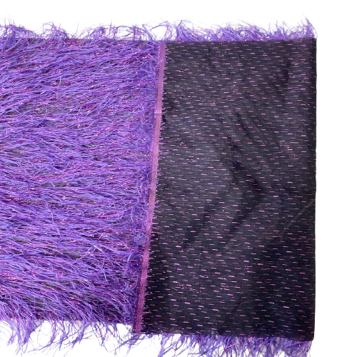 Metallic Faux Fur Tinsel Ostrich Feather Polyester Fabric - Metallic Faux Ostrich Feather, 54" Width (1 Yard)