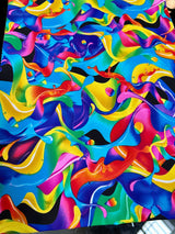 Printed Nylon Spandex Multicolor Abstract