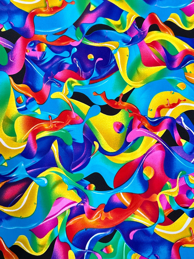 Printed Nylon Spandex Multicolor Abstract