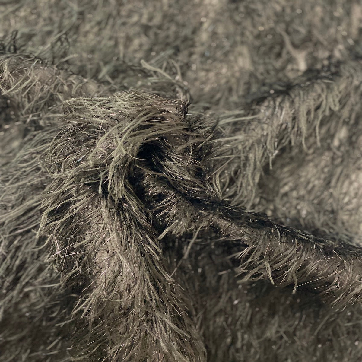Metallic Faux Fur Tinsel Ostrich Feather Polyester Fabric - Metallic Faux Ostrich Feather, 54" Width (1 Yard)