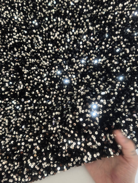 Sequin Velvet Silver Black