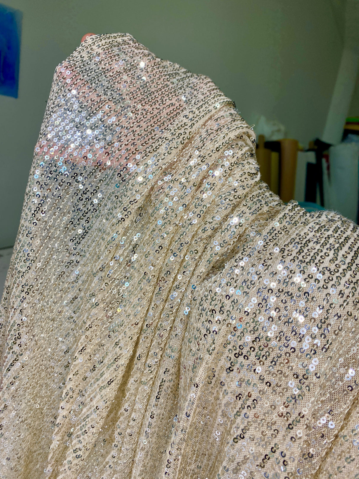 Stretch Striped Sequin Mesh