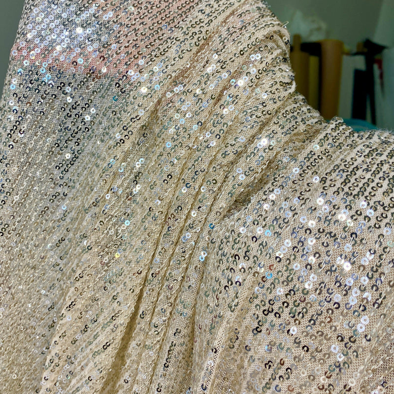 Stretch Sequin Mesh Champagne