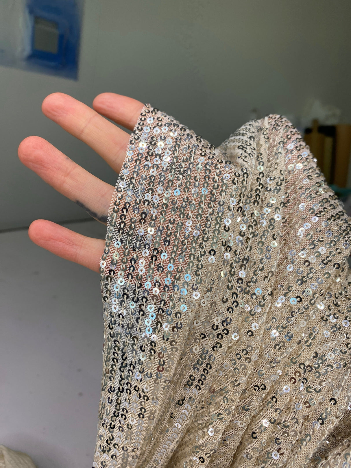 Stretch Sequin Mesh Champagne