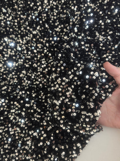 Sequin Velvet Silver Black