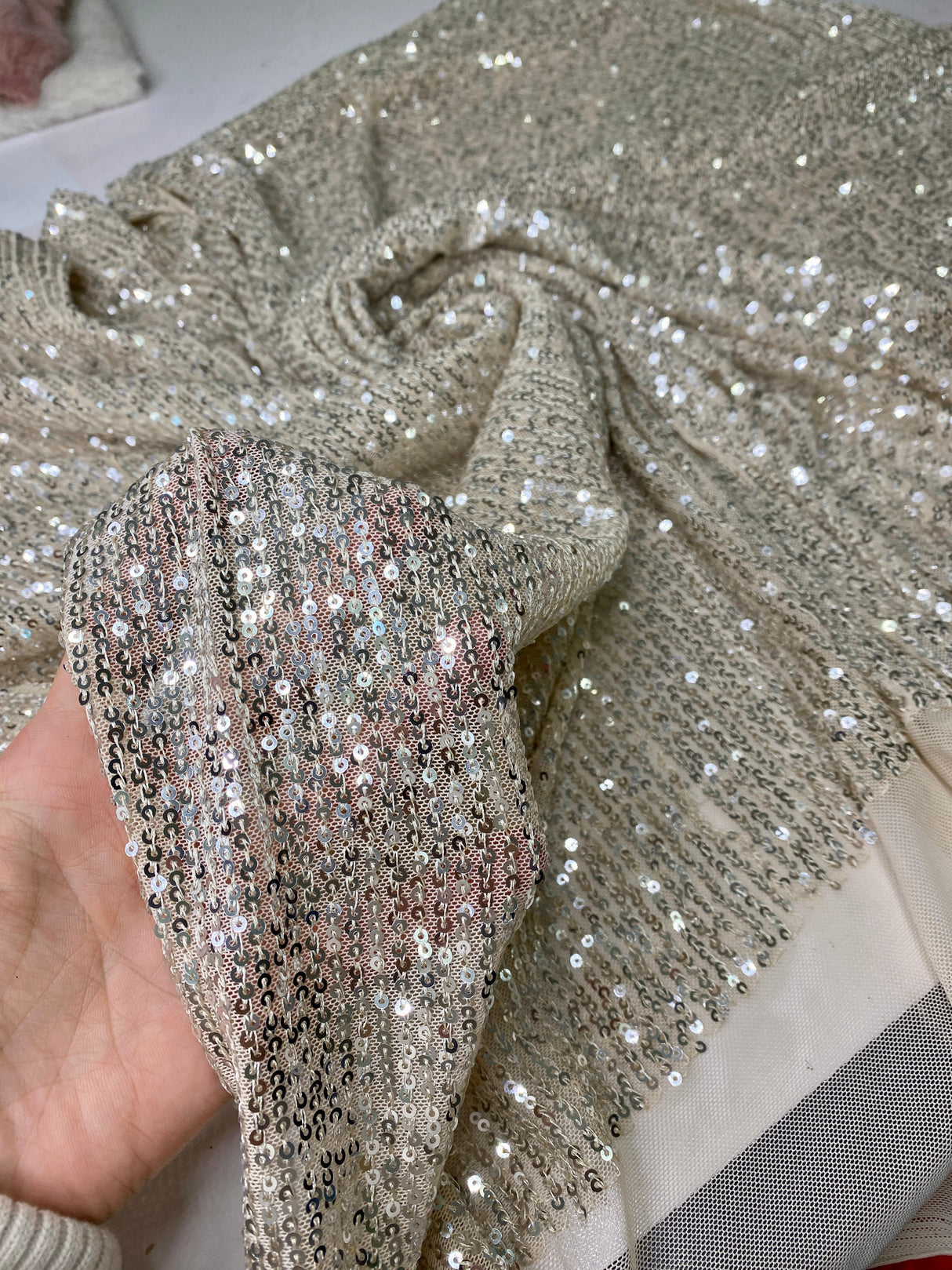 Stretch Sequin Mesh Champagne