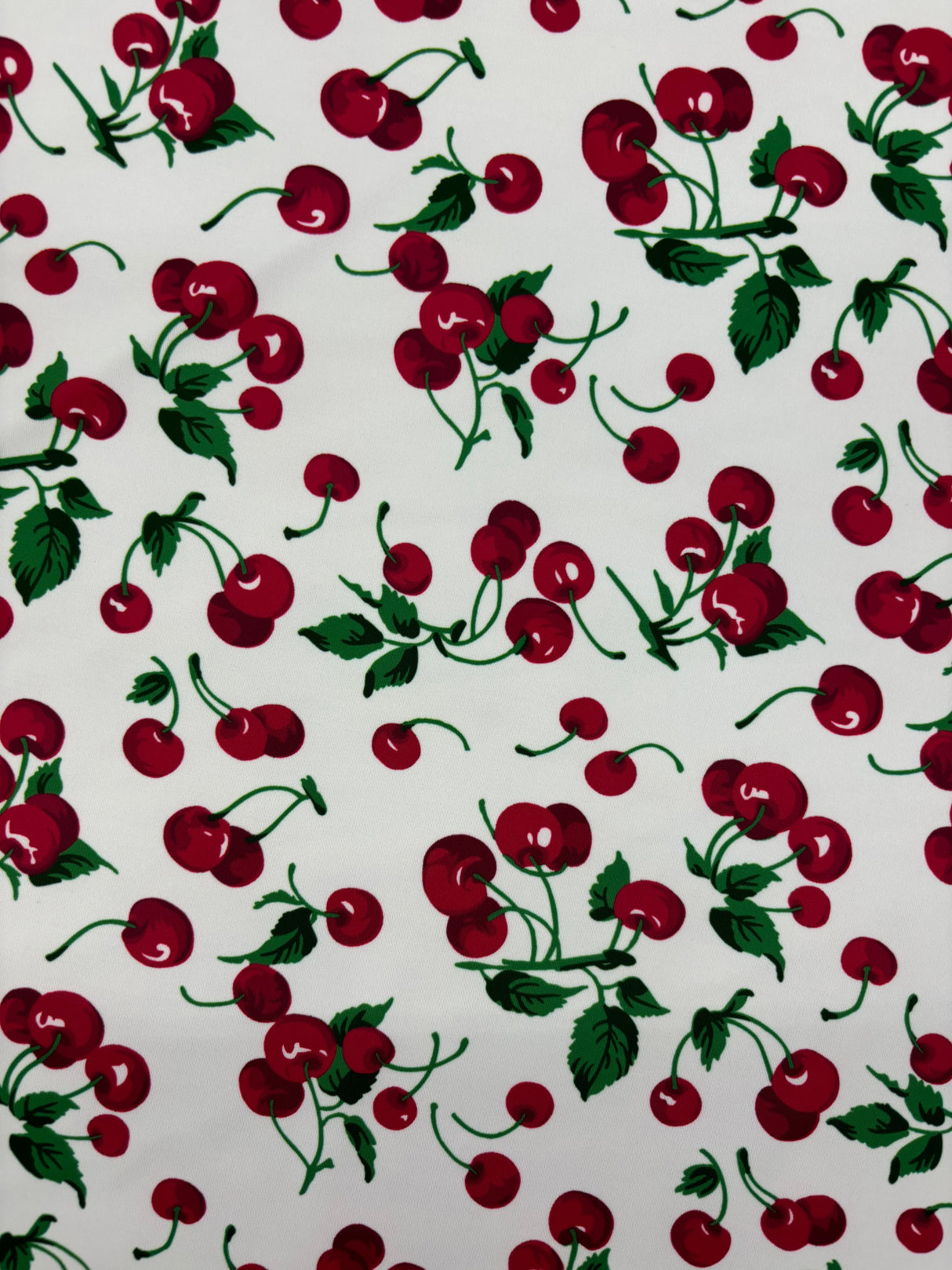 Cherry Printed Spandex Fabric - Cherry Print, 58"/60" Width (1 Yard)