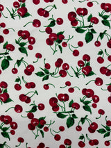 Cherry Printed Spandex Fabric - Cherry Print, 58"/60" Width (1 Yard)