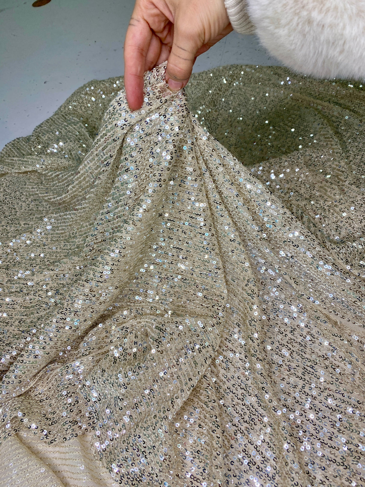 Stretch Striped Sequin Mesh