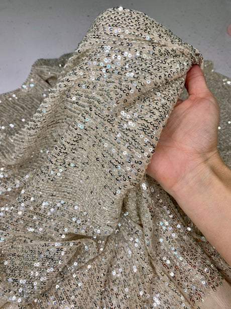 Stretch Sequin Mesh Champagne