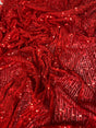 Stretch Sequin Mesh Red Striped