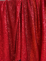 Stretch Sequin Mesh Red Striped