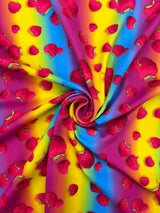 Strawberry Rainbow Polyester Spandex Fabric - Printed, 58/60" Width (1 Yard)