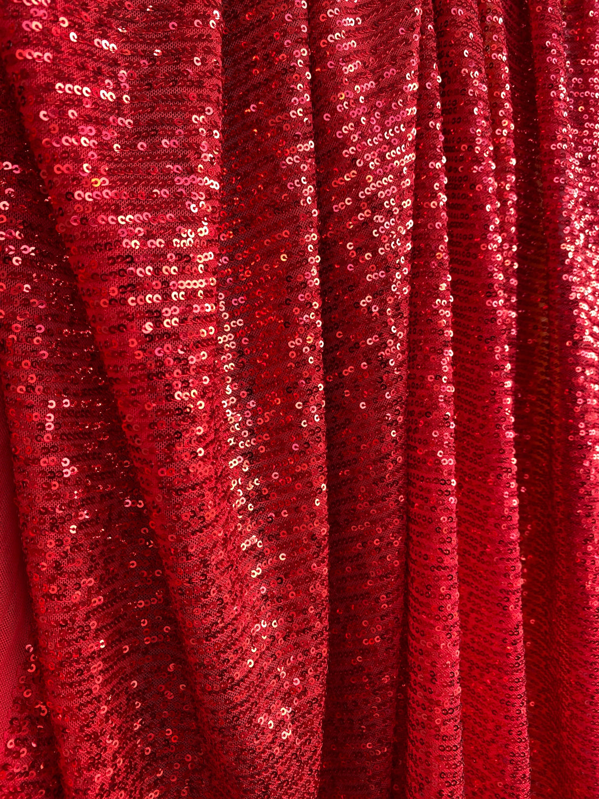 Stretch Sequin Mesh Red Striped